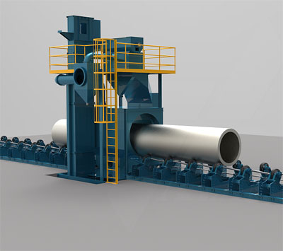 鋼管拋丸機(jī)，外壁除銹清理設(shè)備